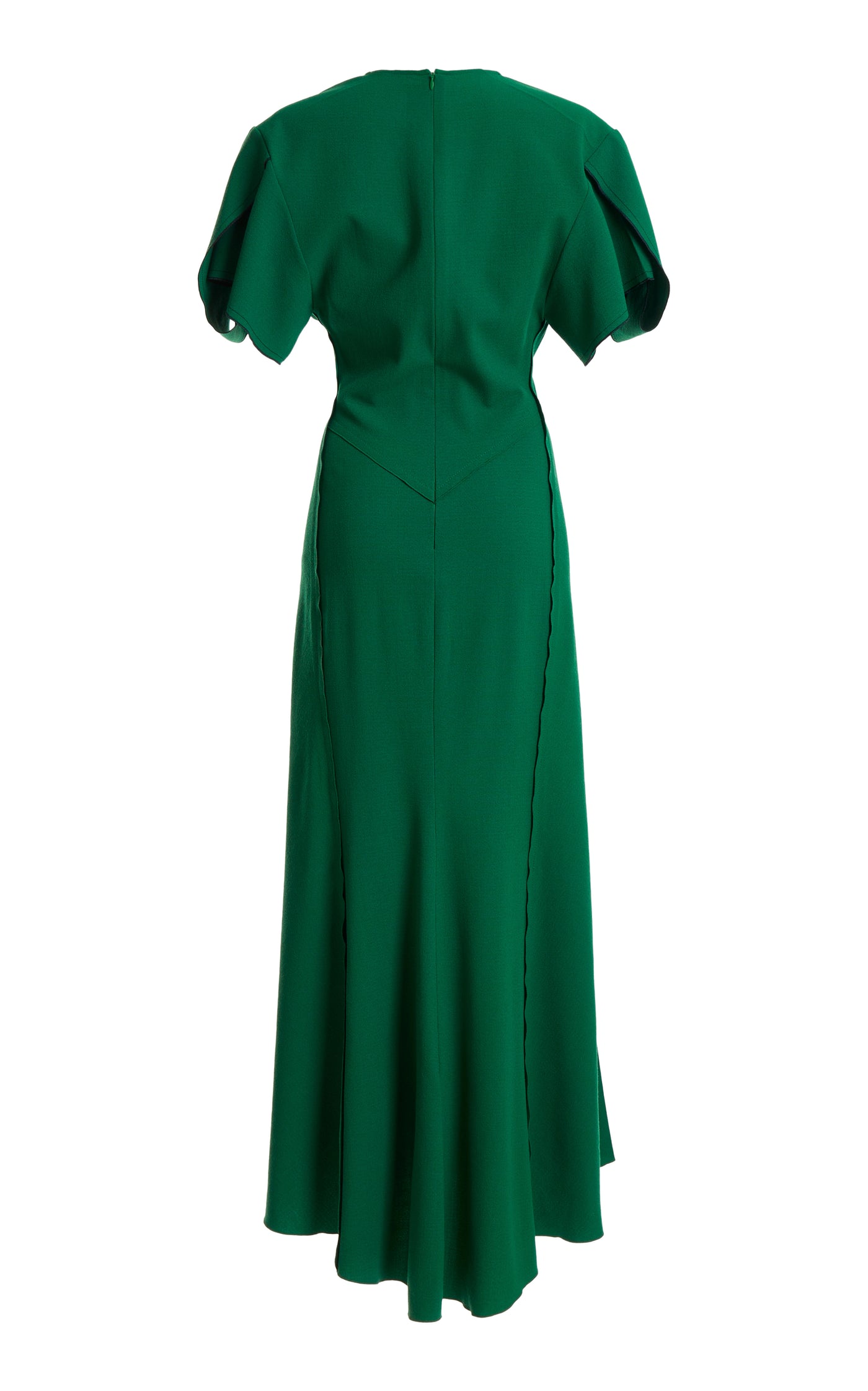 Gathered Wool-Blend Midi Dress