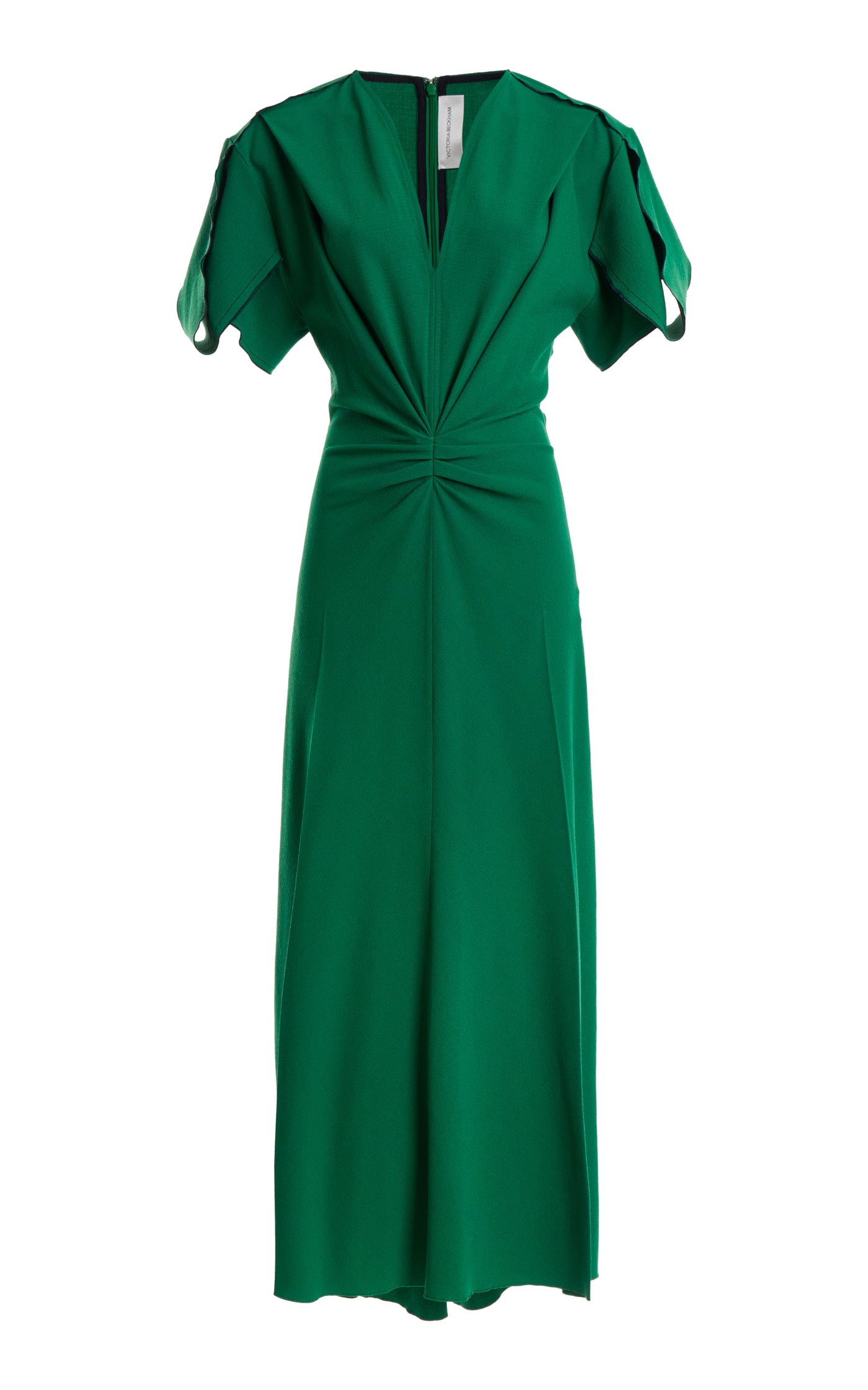 Gathered Wool-Blend Midi Dress
