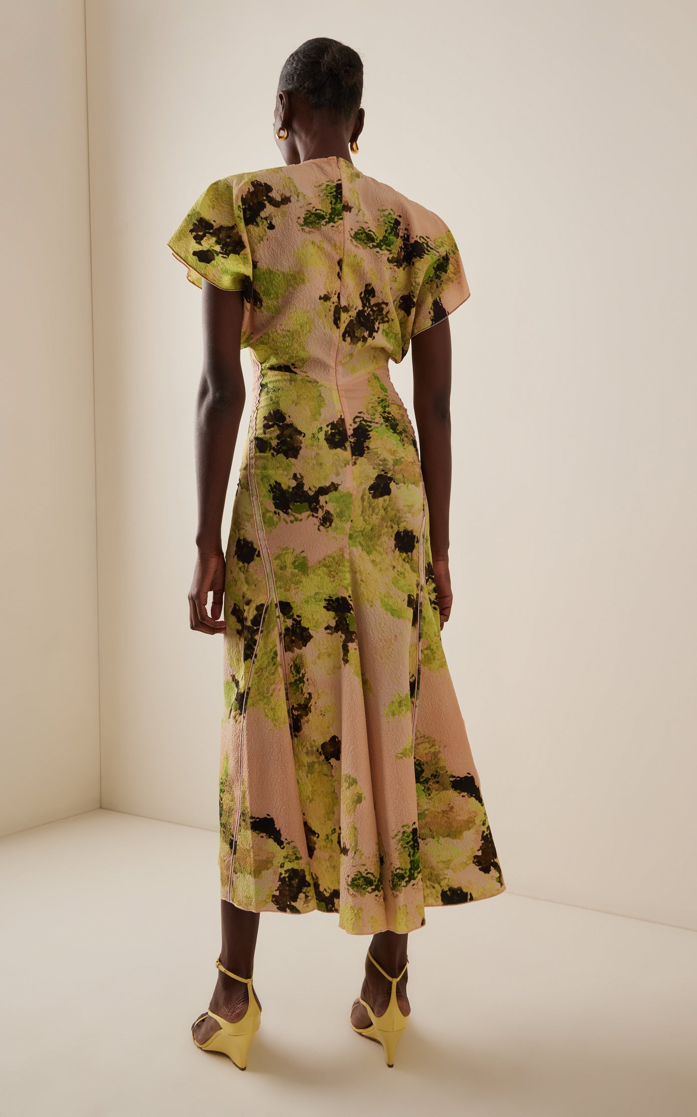 Draped Printed Midi Dress