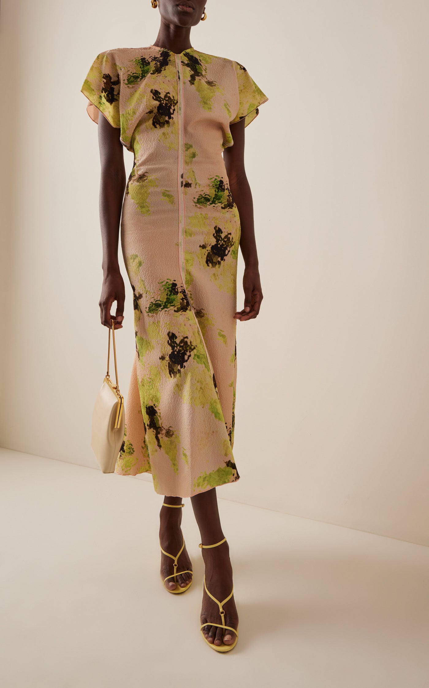 Draped Printed Midi Dress