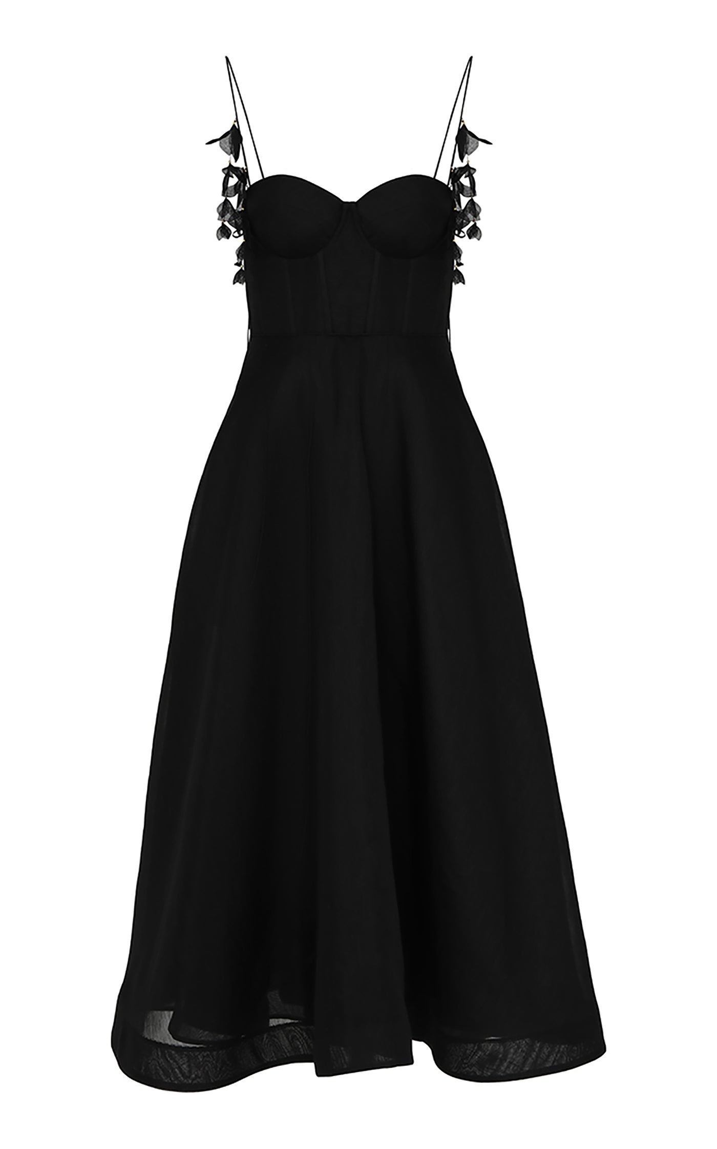 Natura Embellished Corset Linen-Silk Midi Dress