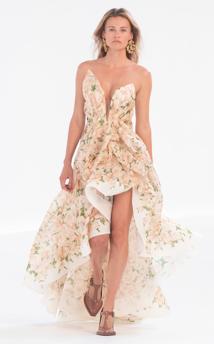 Natura Draped Linen-Silk Midi Dress