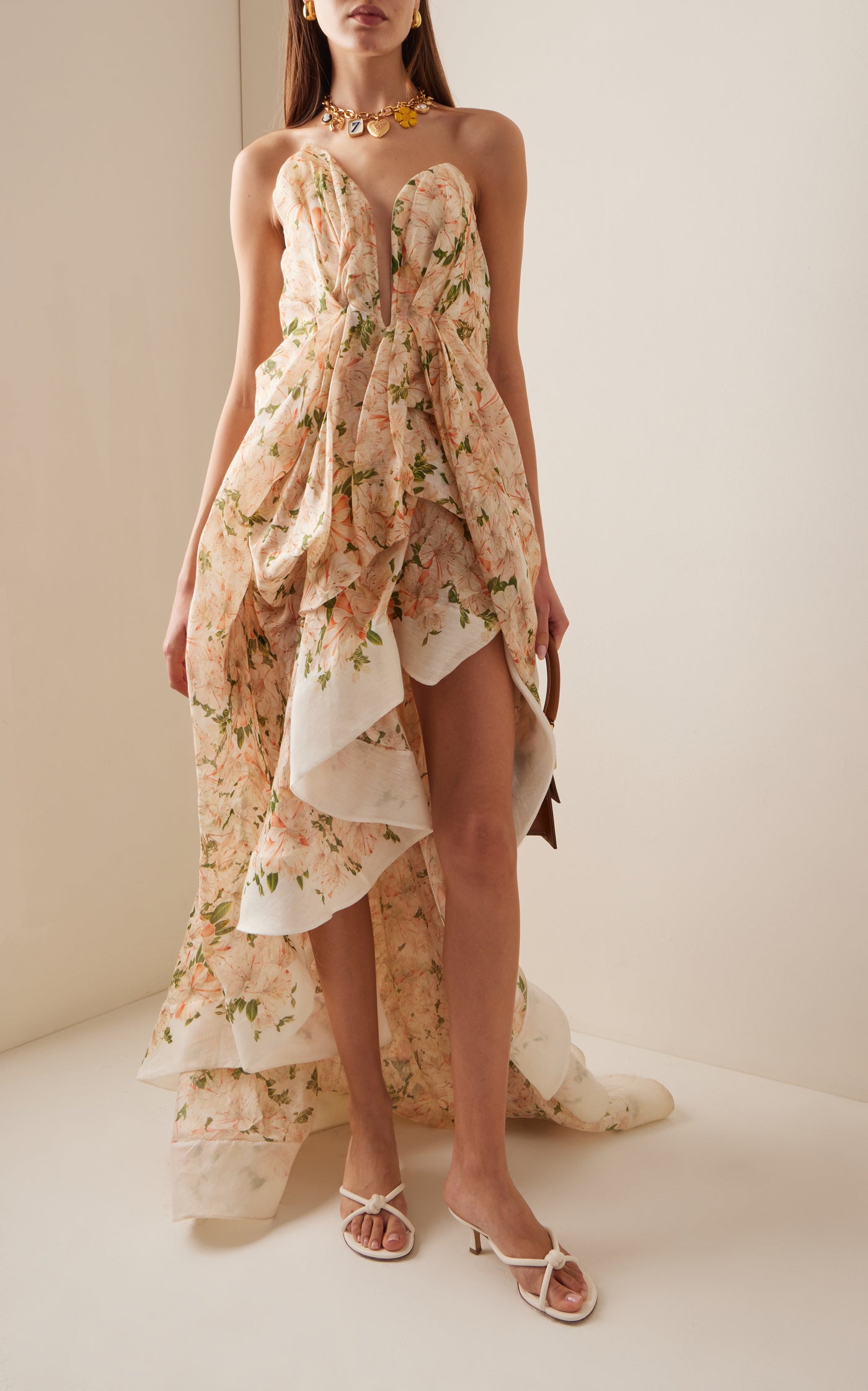 Natura Draped Linen-Silk Midi Dress