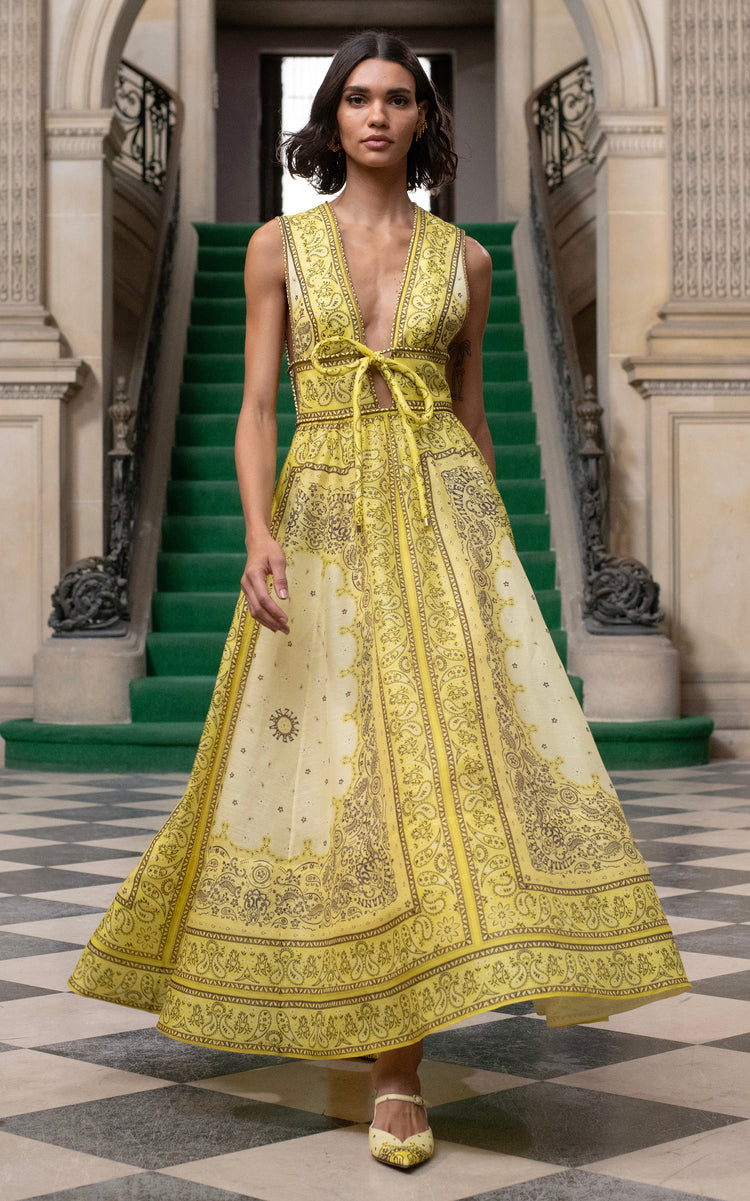 Matchmaker Bow Linen-Silk Maxi Dress