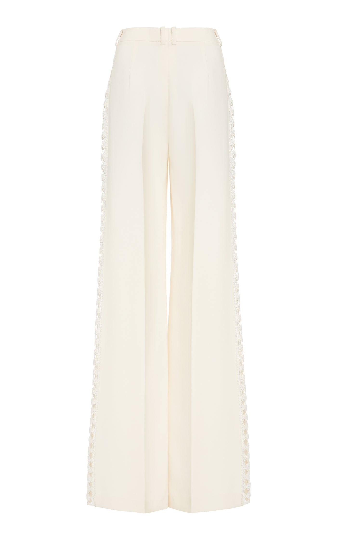 Lace-Detailed Cady Wide-Leg Pants